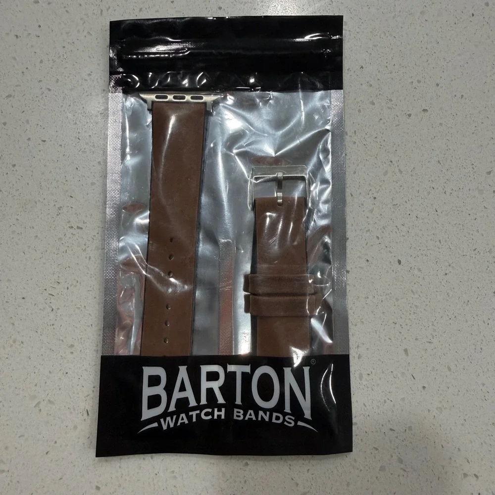 Barton Watch‎ Bands Apple Watch Leather Strap Walnut Brown 42mm LHQR New